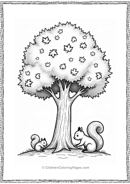 Maple Tree With Playful Squirrels Free PDF Printable