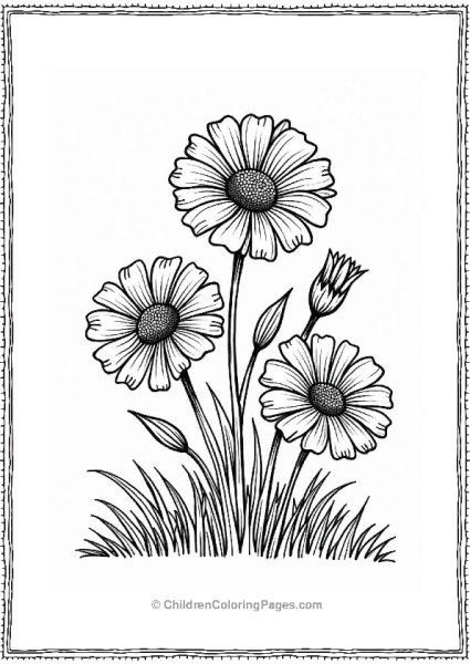 Marigold Garden Flower Coloring Page Free PDF Printable