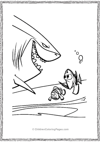 Marlin And Dory Meet Bruce Finding Nemo Coloring Page Free PDF Printable