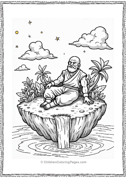 Master Roshi Relaxing On A Floating Island Free PDF Printable