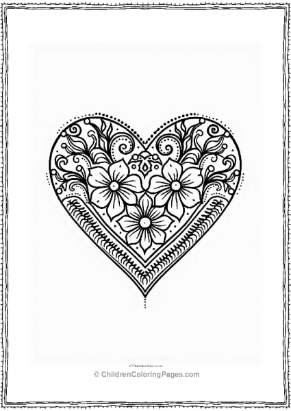 Mehndi Heart With Floral Patterns Free PDF Printable