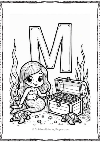 Mermaid Discovering Treasure Chest Free PDF Printable