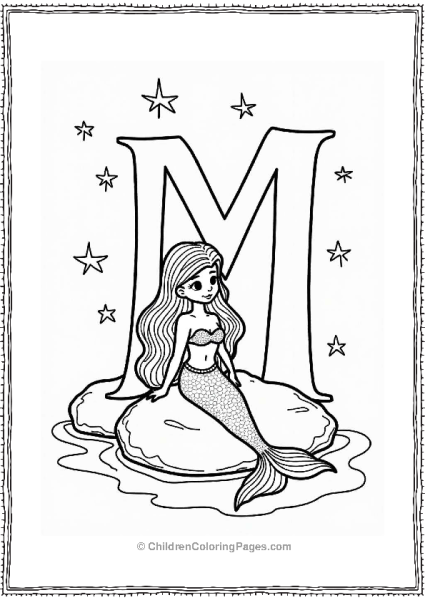 Mermaid Gazing At Stars Free PDF Printable