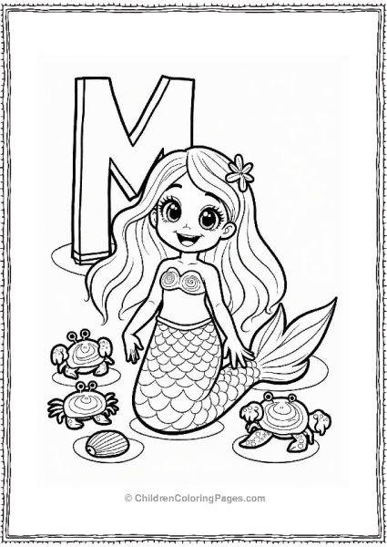 Mermaid Playing With Seashells Free PDF Printable