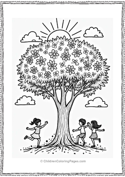 Midsummer Celebration Tree With Children Free PDF Printable