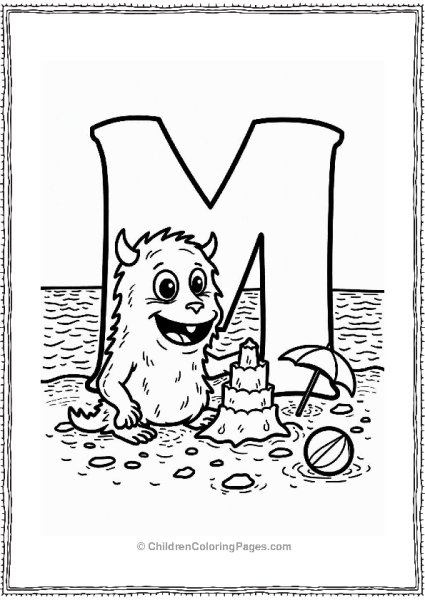 Monster Building A Sandcastle At The Beach Free PDF Printable