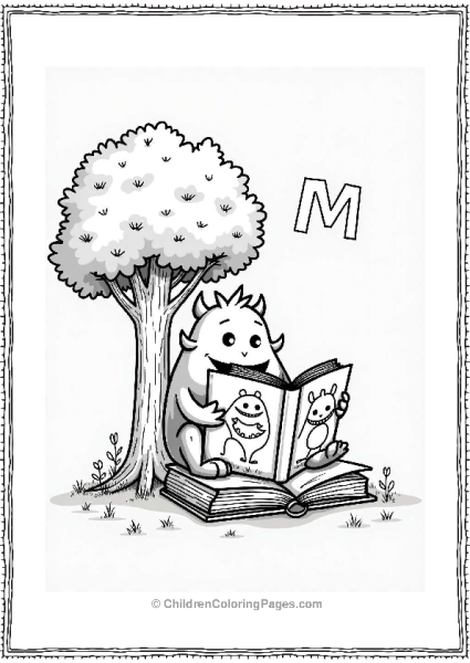 Monster Reading Under A Tree Free PDF Printable