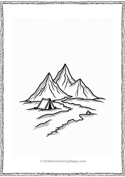 Mountain Adventure Tattoo Coloring Page Free PDF Printable