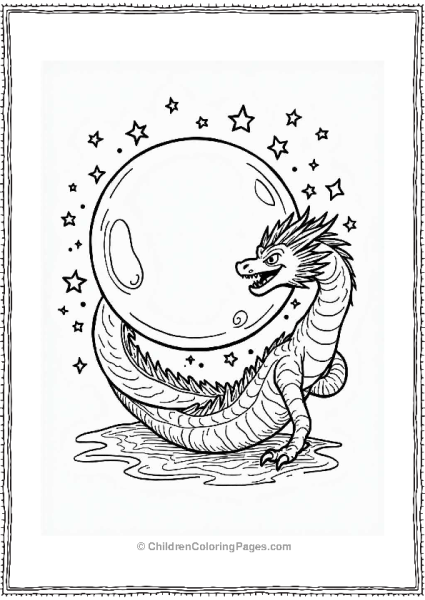 Mystical Dragon Ball With Playful Dragon Free PDF Printable