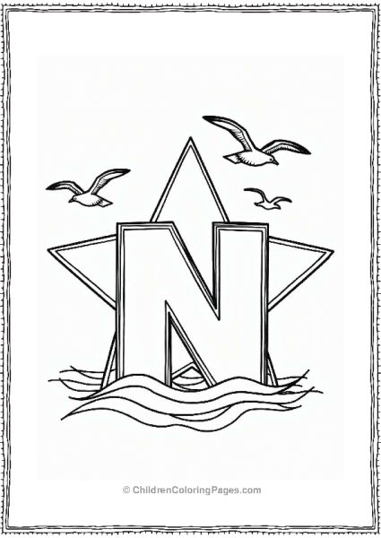 N For Nautical Star Free PDF Printable