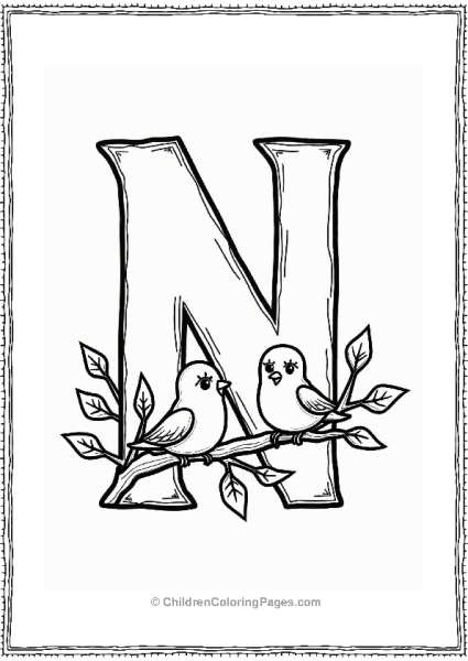 N For Nesting Birds Coloring Page Free PDF Printable