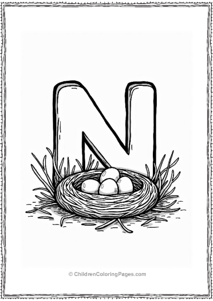 N Is For Nest Coloring Page Free PDF Printable