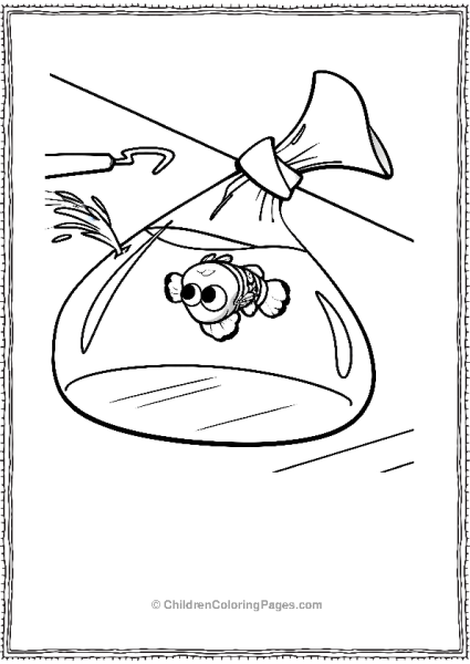 Nemo Trapped Inside A Transparent Bag Finding Nemo Coloring Page Free PDF Printable