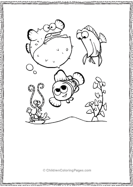 Nemo With Bubbles And Bloat Finding Nemo Coloring Page Free PDF Printable