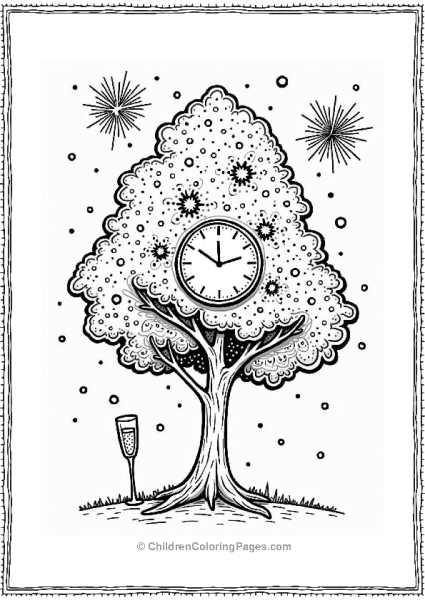 New Year’s Celebration Tree Free PDF Printable