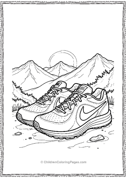 Nike Running Shoes With A Mo Mountain Backdrop Free PDF Printable