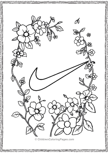 Nike Swoosh With Flowers And Vines Free PDF Printable