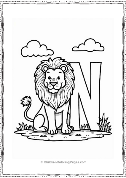 Noble Lion With Letter N Free PDF Printable