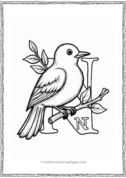 Noble Nightingale On A Branch Free PDF Printable