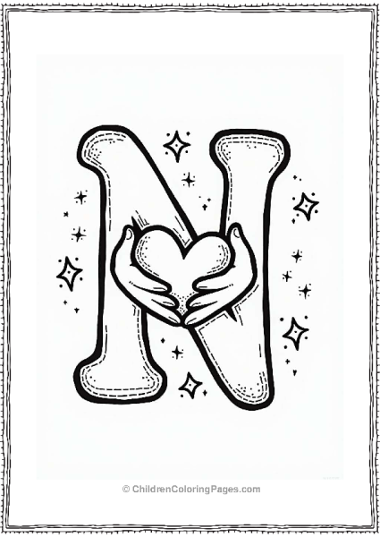 Nurturing Hearts Letter N With Hands And Stars Free PDF Printable