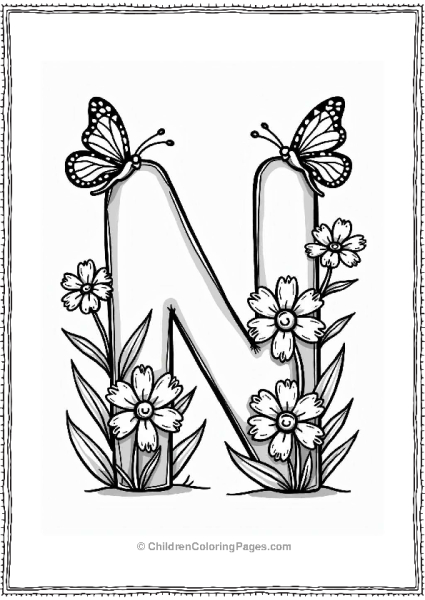 Nurturing The Letter N With Flowers And Butterflies Free PDF Printable