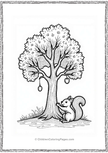 Nut Tree With Squirrel In Forest Free PDF Printable