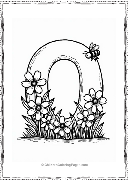 O Shaped Flower Bed With A Bee Free PDF Printable