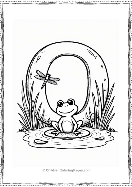 O Shaped Pond With Frog And Dragonfly Free PDF Printable