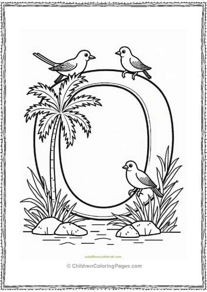 Oasis With Birds And Letter O Free PDF Printable