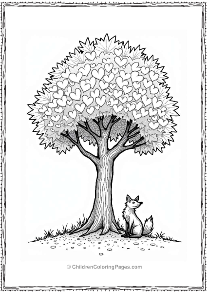 Old Maple Tree With Fox Free PDF Printable