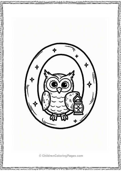 Owl With A Lantern And Stars Free PDF Printable