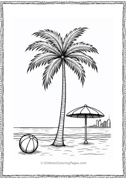 Palm Tree By A City Beach Free PDF Printable