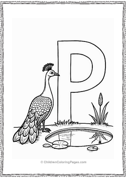 Peacock By A Tranquil Pond Free PDF Printable