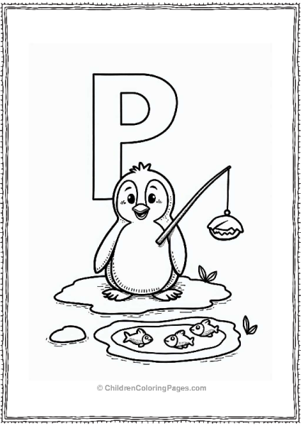 Penguin Ice Fishing Scene Free PDF Printable