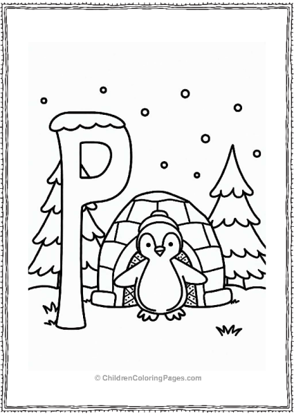 Penguin In A Snowy Igloo Free PDF Printable