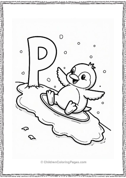 Penguin Sliding On Ice Free PDF Printable