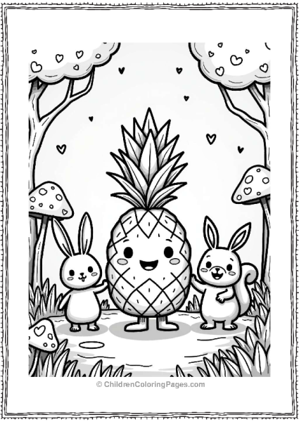 Pineapple And Friends In A Magical Forest Free PDF Printable