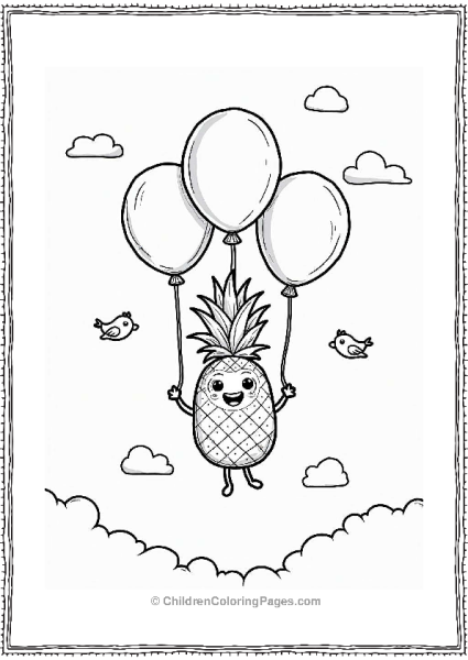 Pineapple Balloons In The Sky Free PDF Printable