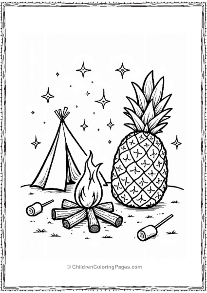 Pineapple Camping By The Fire Free PDF Printable