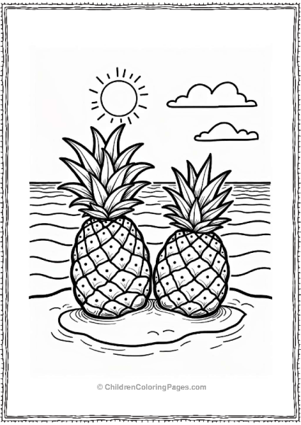 Pineapples At Sunset On The Beach Free PDF Printable