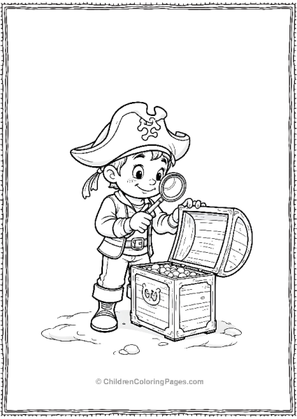 Pirate Inspecting A Treasure Chest Free PDF Printable