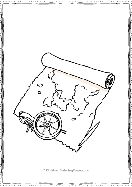 Pirate Map Rolled Up With Compass Free PDF Printable