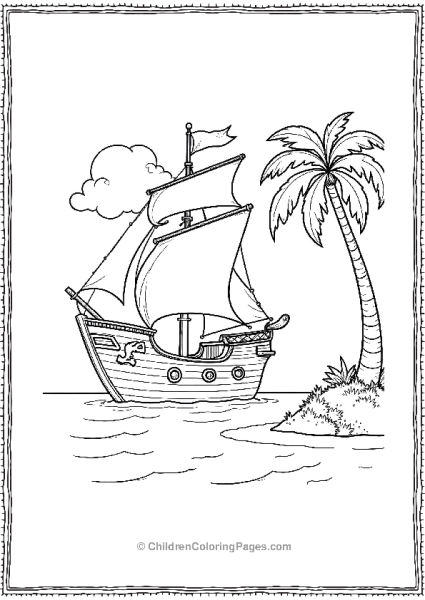 Pirate Ship Acnhored Free PDF Printable