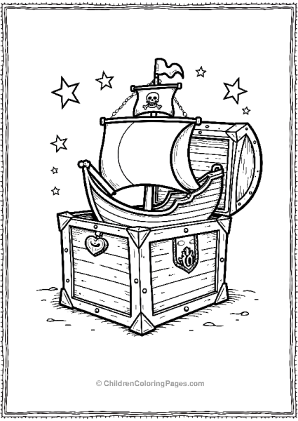 Pirate Ship In A Treasure Box Free PDF Printable