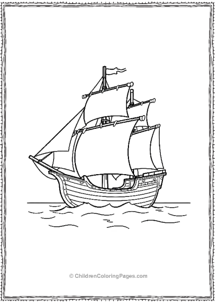 Pirate Ship Sailing At Sunset Free PDF Printable