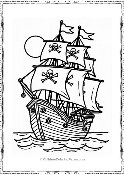 Pirate Ship Sailing Under The Sun Free PDF Printable