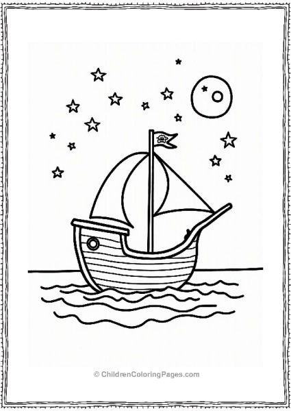 Pirate Ship Under A Starry Sky Free PDF Printable