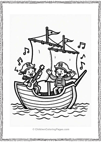 Pirate Ship With Musicians Free PDF Printable