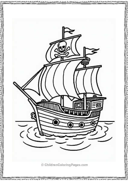 Pirate Ship With Sails Free PDF Printable
