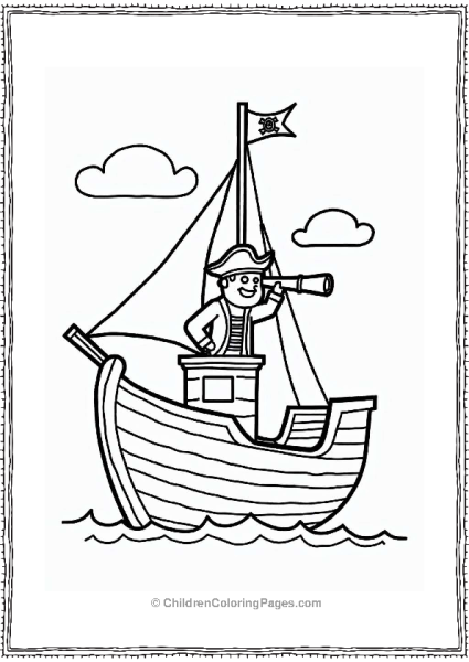 Pirate Ship With Telescope Free PDF Printable